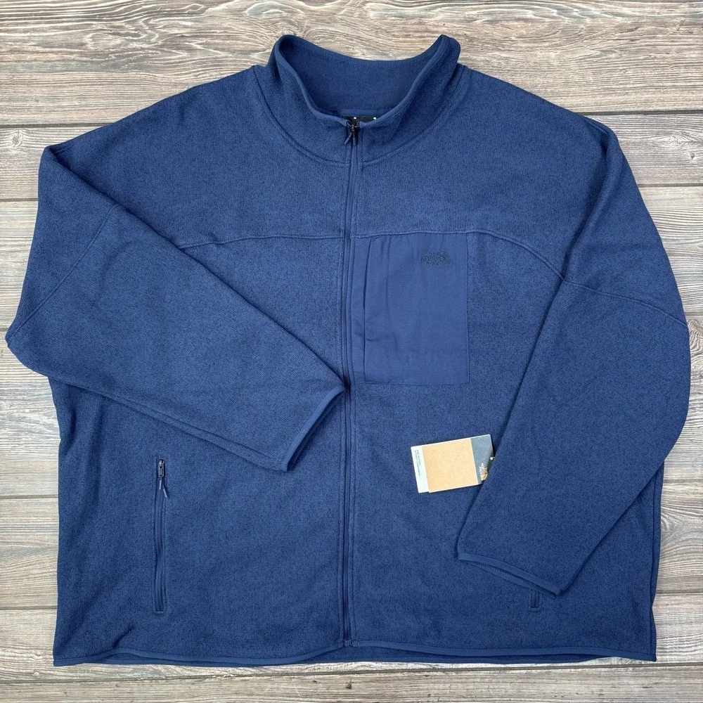North Face Mens Front Range‎ Full Zip Fleece Jacket Navy Heather Size 5XL NEW